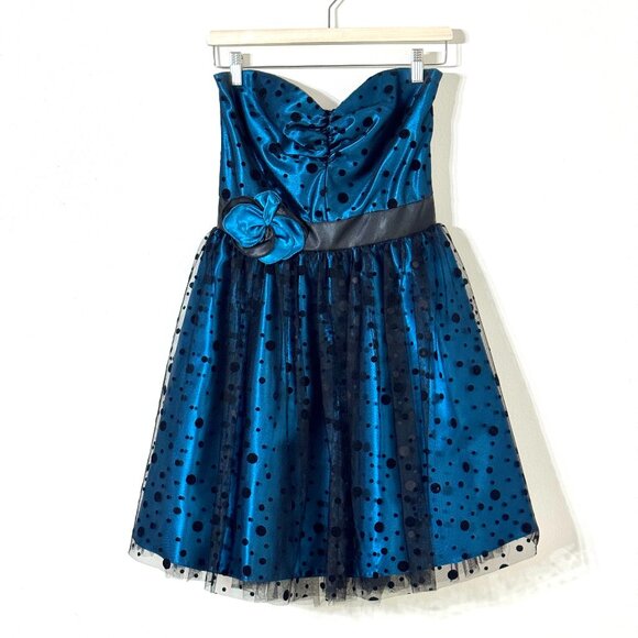 Vtg Y2K Gunne Sax Jessica McClintock Strapless Dress Polkadot Cupcake HOCO Prom - Picture 1 of 16